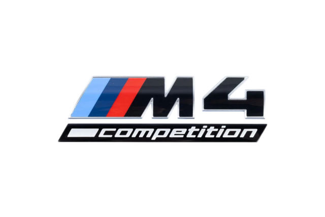Genuine OEM BMW – G82 M4 LCI Trunk Emblem - Gloss Black, Chrome Outline