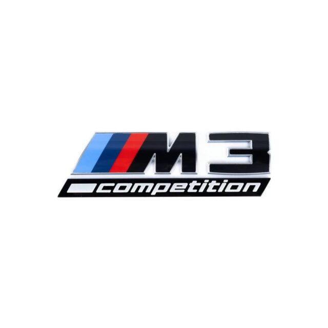 Genuine OEM BMW – G80 M3 LCI Trunk Emblem - Gloss Black, Chrome Outline